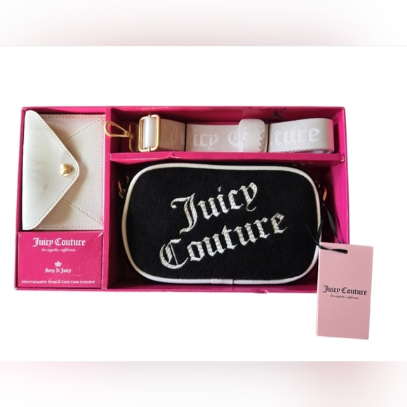 Juicy Couture Handbags - Juicy Couture NIB Black and White Crossbody Bag And Coin Pouch Set